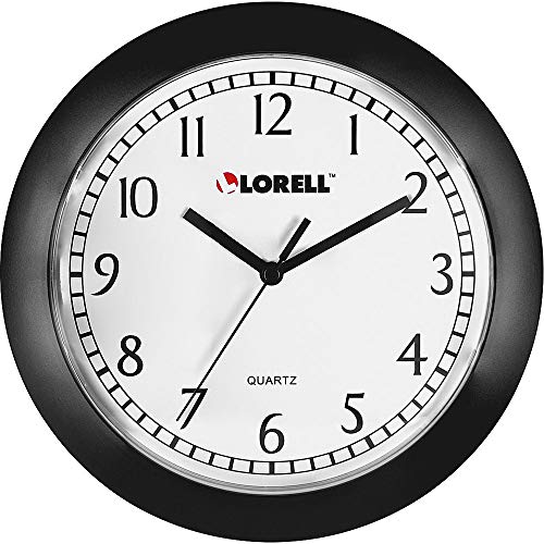 Lorell Wall Clock with Arabic Numerals, 9-Inch, White Dial/Black Frame - Image 1