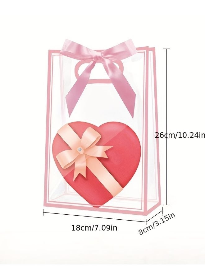 10 قطع من أكياس الهدايا البلاستيكية الوردية بشريط لتغليف هدايا الزفاف وأعياد الميلاد - Image 1