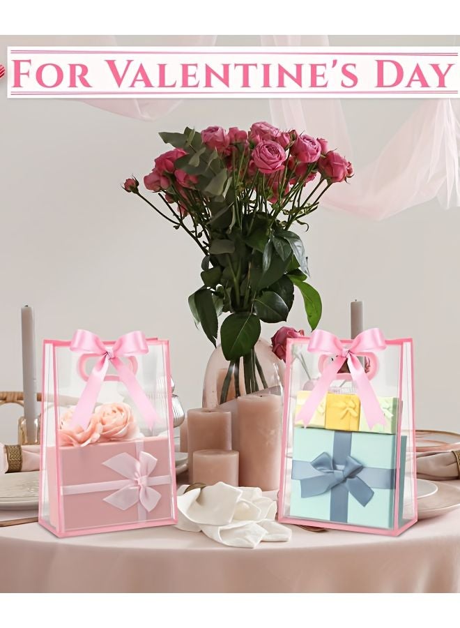 10 قطع من أكياس الهدايا البلاستيكية الوردية بشريط لتغليف هدايا الزفاف وأعياد الميلاد - Image 5