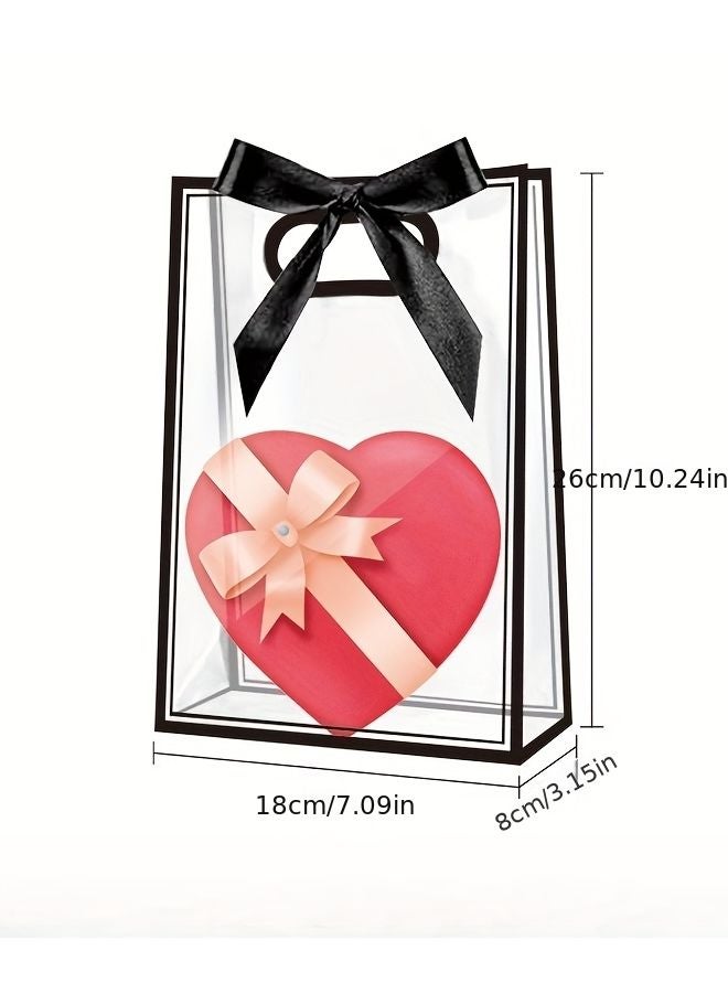 10 قطع من أكياس الهدايا البلاستيكية الوردية بشريط لتغليف هدايا الزفاف وأعياد الميلاد - Image 3