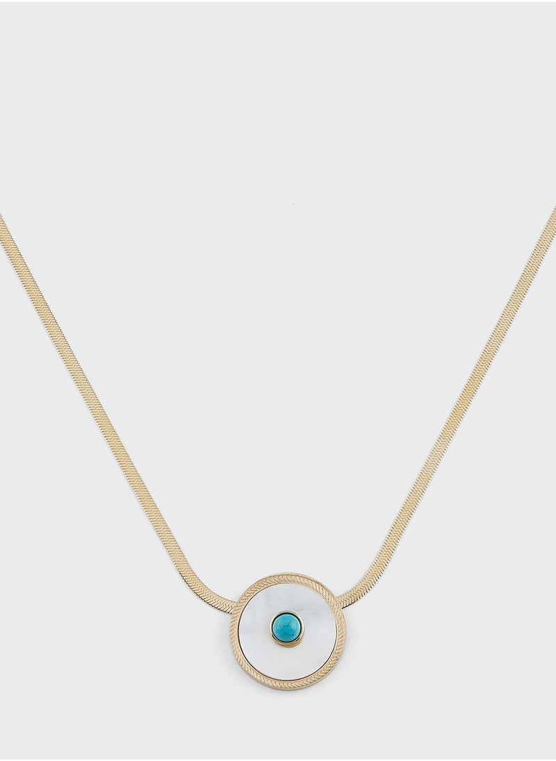 Lady Mauve ORA EYE CIRCLE EYE PENDANT SNAKE CHAIN NECKLACE  - Image 2