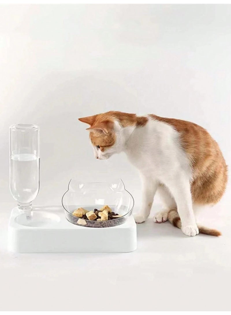 HUMJO Pet Food Bowl and Water Dispenser Feeder Set Easy to Clean No Spill Portable and Stable Feeder for Cats Dogs Rabbits etc,White - Image 1