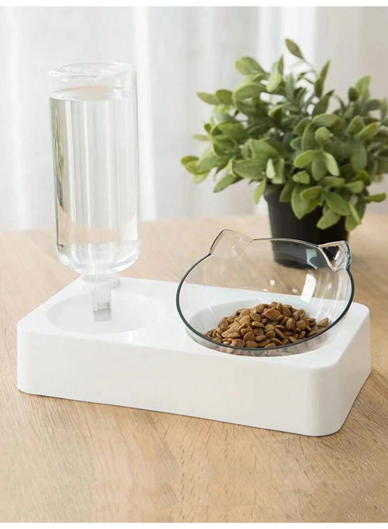 HUMJO Pet Food Bowl and Water Dispenser Feeder Set Easy to Clean No Spill Portable and Stable Feeder for Cats Dogs Rabbits etc,White - Image 2
