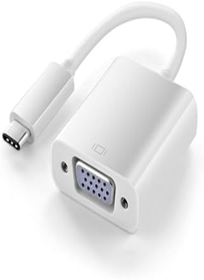 TNP Products محول TNP USB Type C إلى VGA - كابل محول فيديو 1080P USB-C 3.1 ذكر إلى VGA أنثى - سلك موصل قابس (أبيض) 