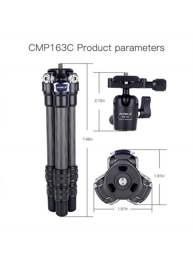 AOKA - 15.7in/0.97lb Lightweight Compact Carbon Fiber Tripod with 360° Ballhead Travel Mini Tripod for Mobile Phone and Compact Mirrorless Cameras - Image 1