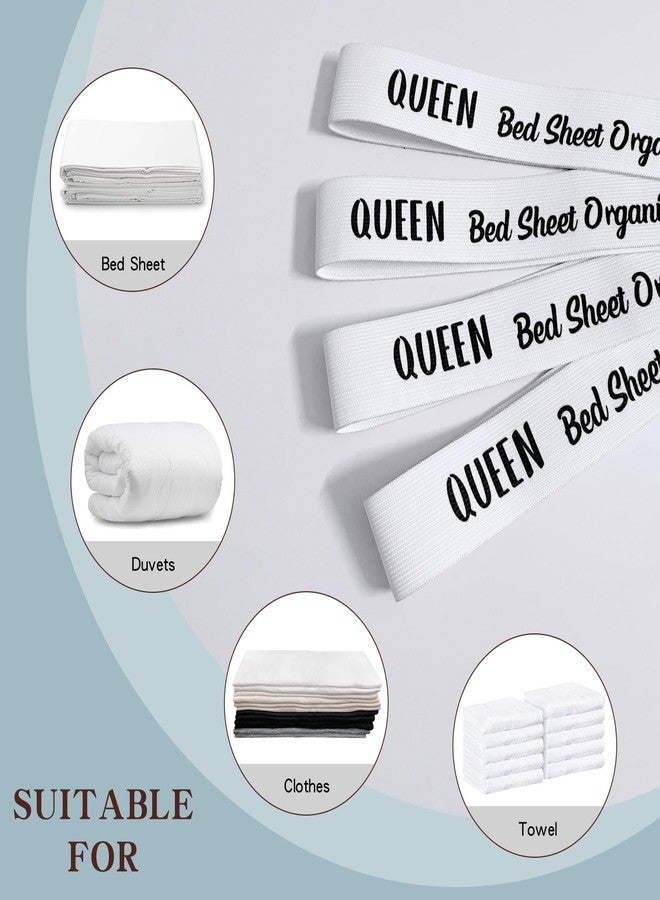 LEAYATST Bed Sheet Organizer Bands 6 Pieces Sheet Keeper Closet Organization Bed Sheet Organizer Bands Sheet Organizer Elastic Linen Labels for Bedding(Queen) - Image 5