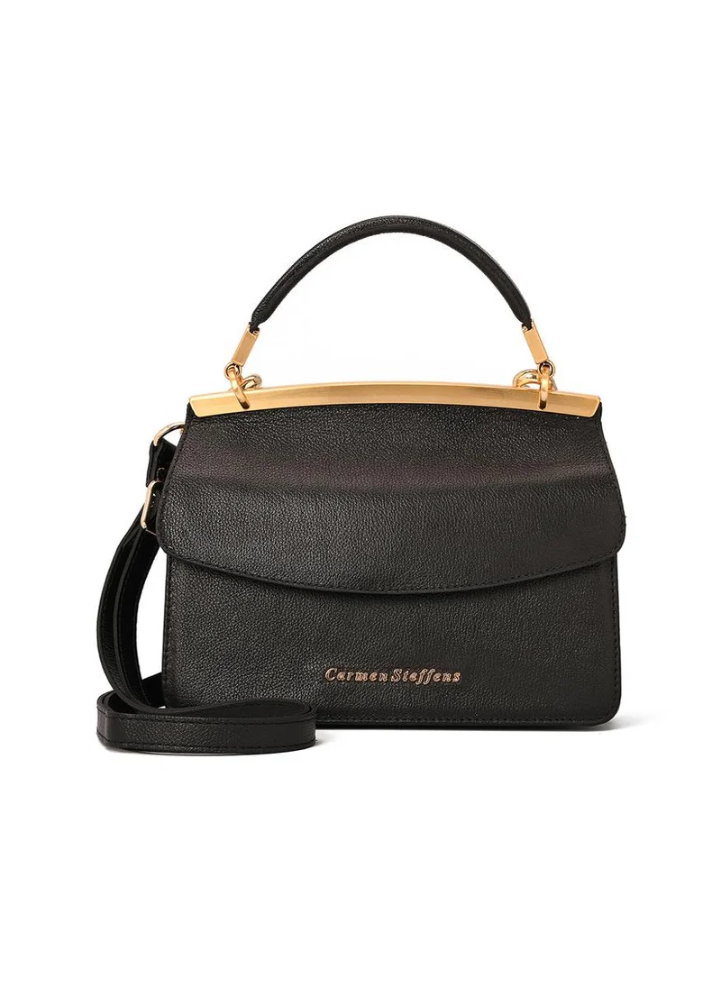 كارمن ستيفنز حقيبة جلدية سوداء مزدوجة الجوانب