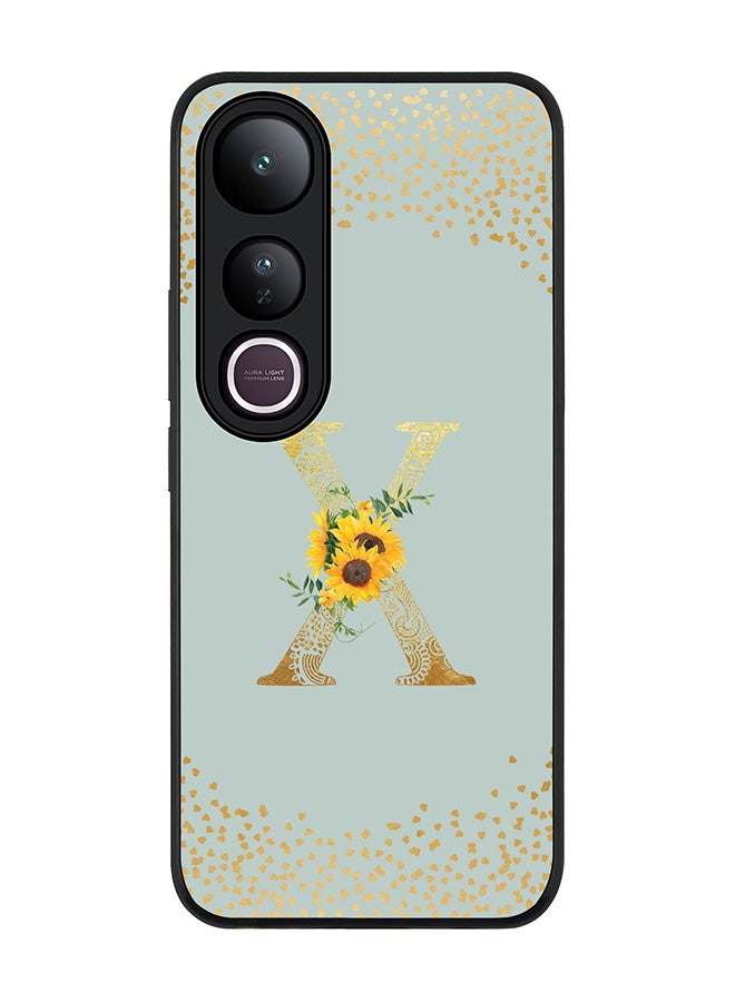 Stylizedd For vivo V50 Lite Case,Slim fit Camera Protection, Shockproof Thin Phone cover  - Custom Floral Monogram - X  (Light Grey )