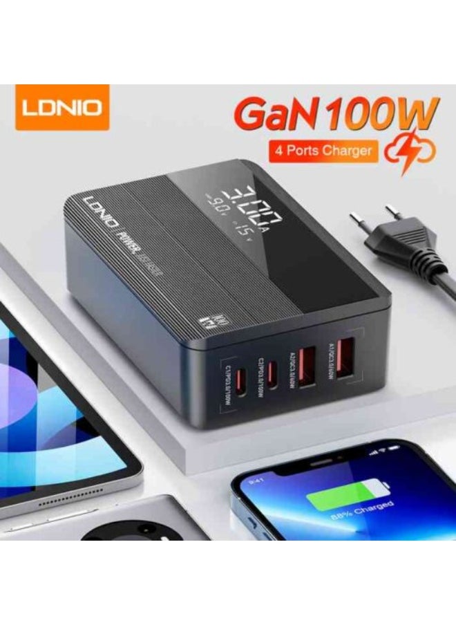 LDNIO - 100W USB C Charger, 4-Port Desktop USB Charger Station with PD+QC3.0, Multiport Fast Charger Adapter Compatible with MacBook Pro/Air, iPhone 13 Pro Max/12 Pro Max, iPad Series - Image 1