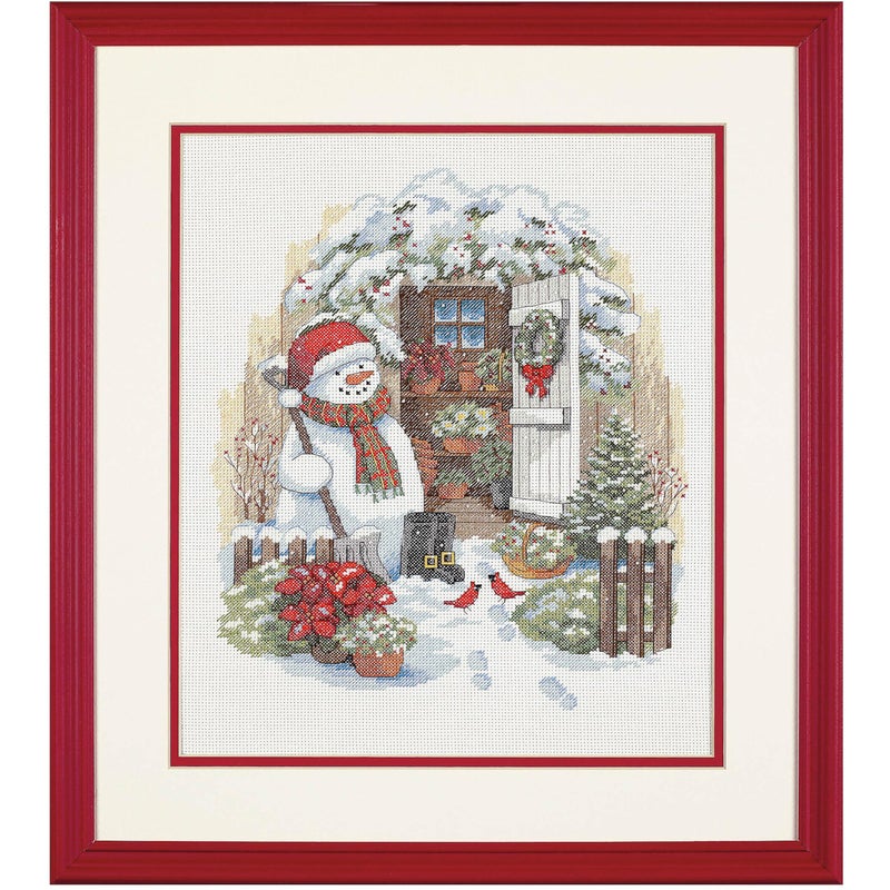 Dimensions Counted Cross Stitch Kit 'Garden Shed Snowman' 14 Count White Aida, 12'' x 14'' - Image 5