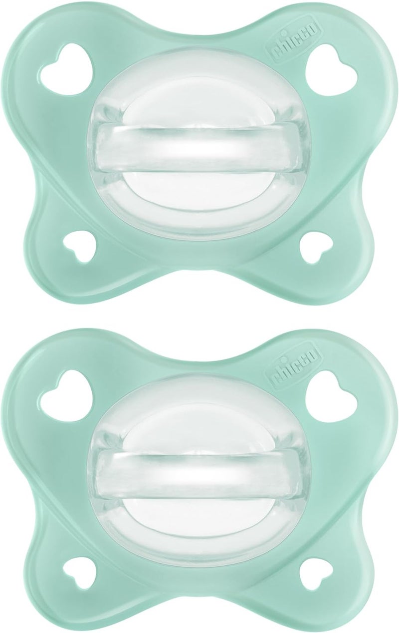 Chicco PhysioForma Dual Soft Orthodontic Pacifier 0-2 Months - Seafoam, 2 Pack - Image 1
