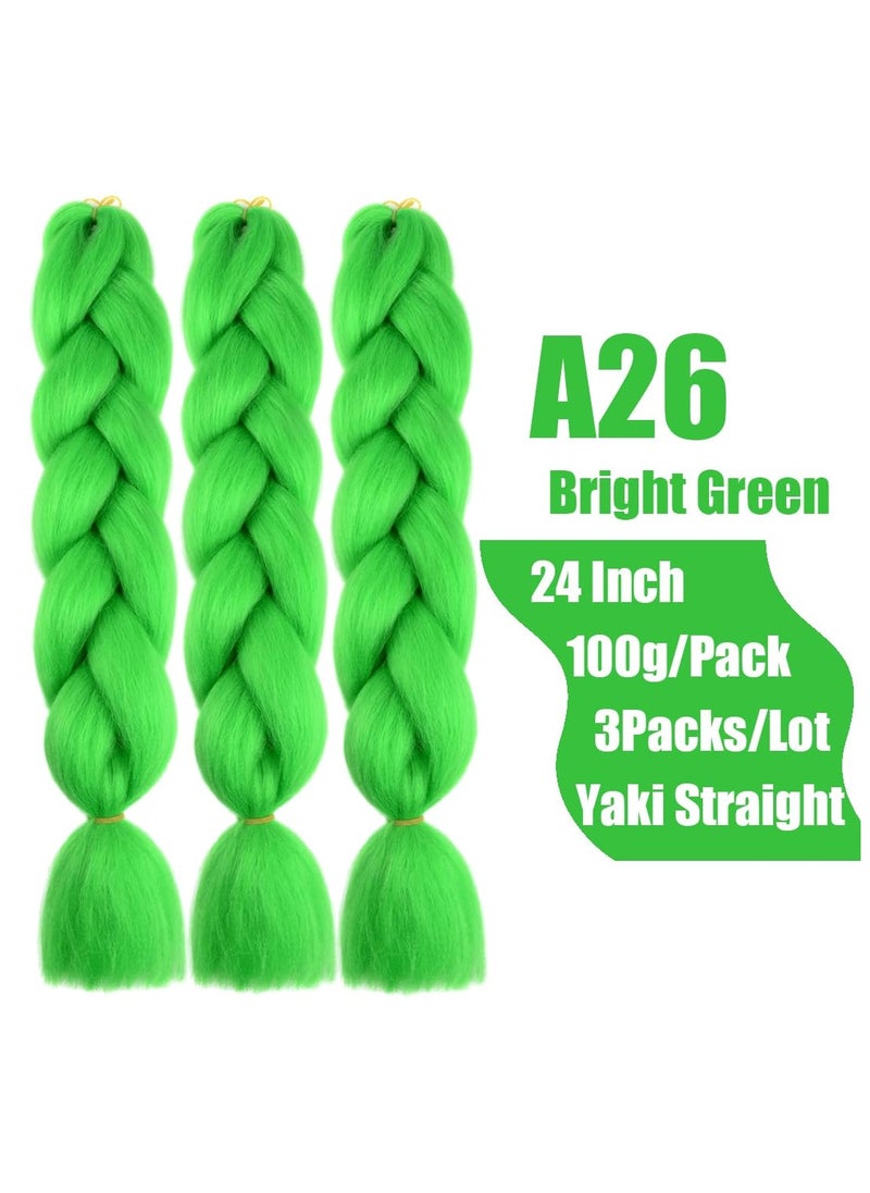 Estelle African braids Hair Extension,Crochet Braiding Hair Extensions Synthetic Braiding Hair High Temperature Synthetic Fiber Yaki Jumbo Braiding Hair ( Green 3 pcs)  - Image 2