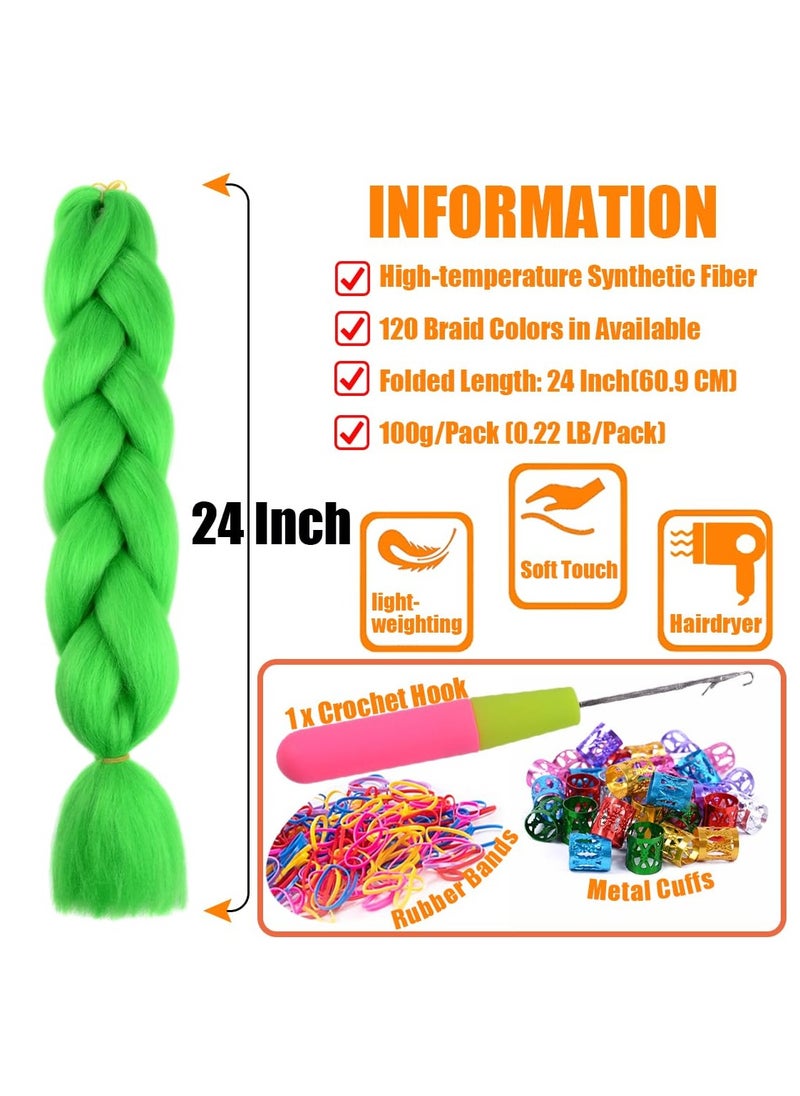 Estelle African braids Hair Extension,Crochet Braiding Hair Extensions Synthetic Braiding Hair High Temperature Synthetic Fiber Yaki Jumbo Braiding Hair ( Green 3 pcs)  - Image 3