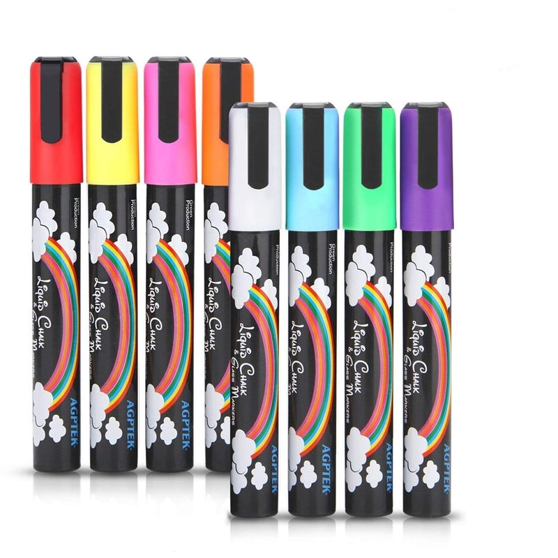 AGPTEKÂ® Fluorescent Marker Pen 8 Colors/set for LED Writing Menu Board - Image 1