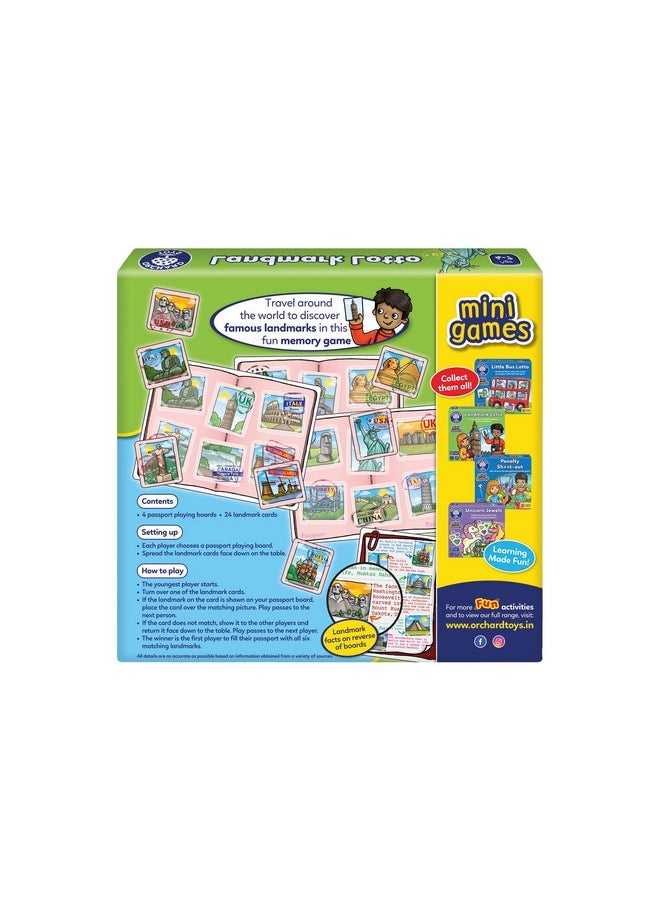 ORCHARD TOYS - Orchard Toys Landmark Lotto Matching and Memory Board Game Teacher Tested Educational Bingo Game Party Gifts Fun Compact Travel and Holiday Game for Kids Age 3 to 6 Years - Image 1