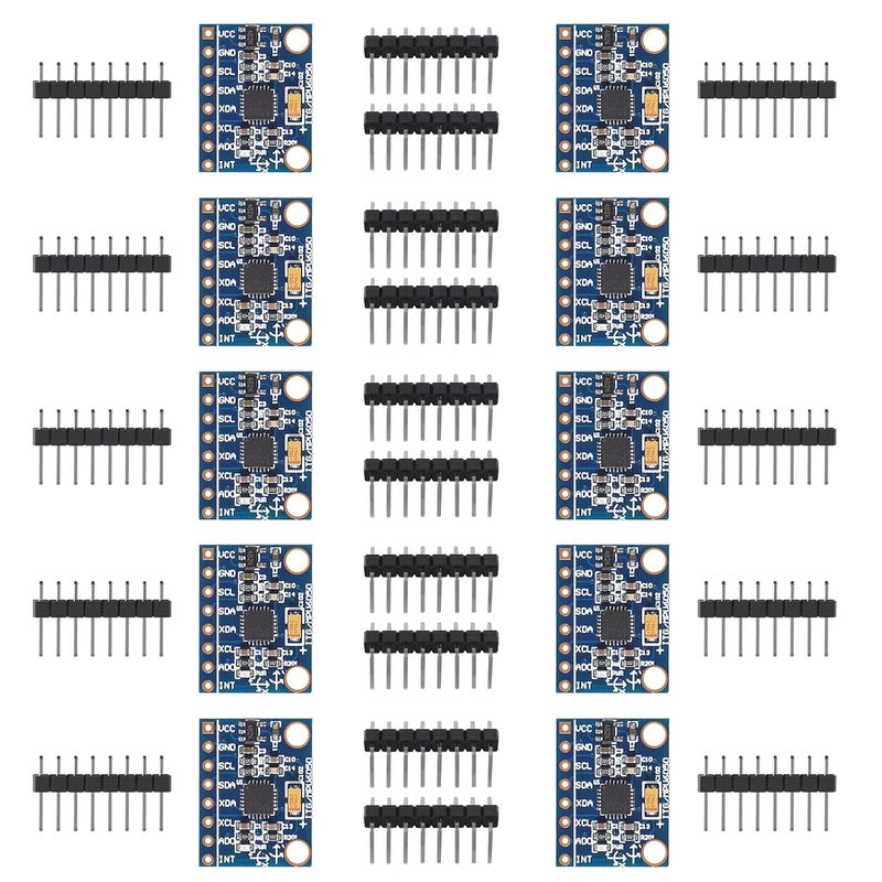 ACEIRMC 10pcs GY-521 MPU-6050 MPU6050 3 Axis Accelerometer Gyroscope Module 6 DOF 6-axis Accelerometer Gyroscope Sensor Module 16 Bit AD Converter Data Output IIC I2C for Arduino - Image 1