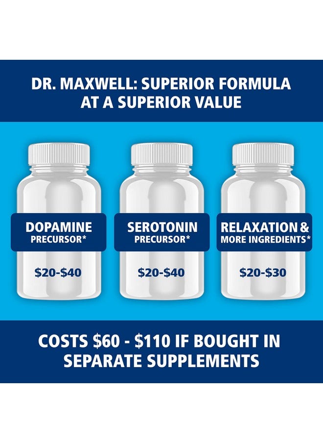Dr. Maxwell Serotonin and Dopamine Supplements, Better Than Dopamine or Serotonin Support Only. Helps Maintain Normal Neurotransmitter Levels. Mucuna Pruriens, 5-HTP, 60 Capsules Women Men  - Image 4