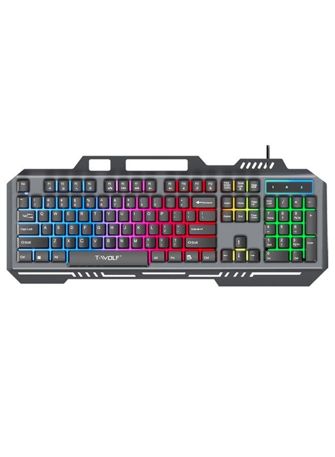 T-WOLF Mechanical Feel Gaming Keyboard with Cool Backlight - Image 1
