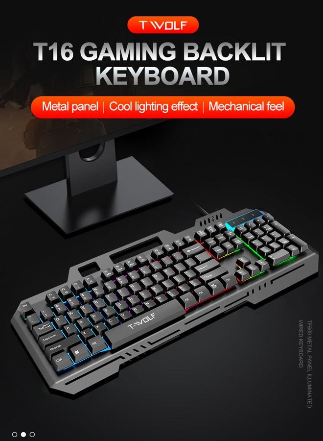 T-WOLF Mechanical Feel Gaming Keyboard with Cool Backlight - Image 2