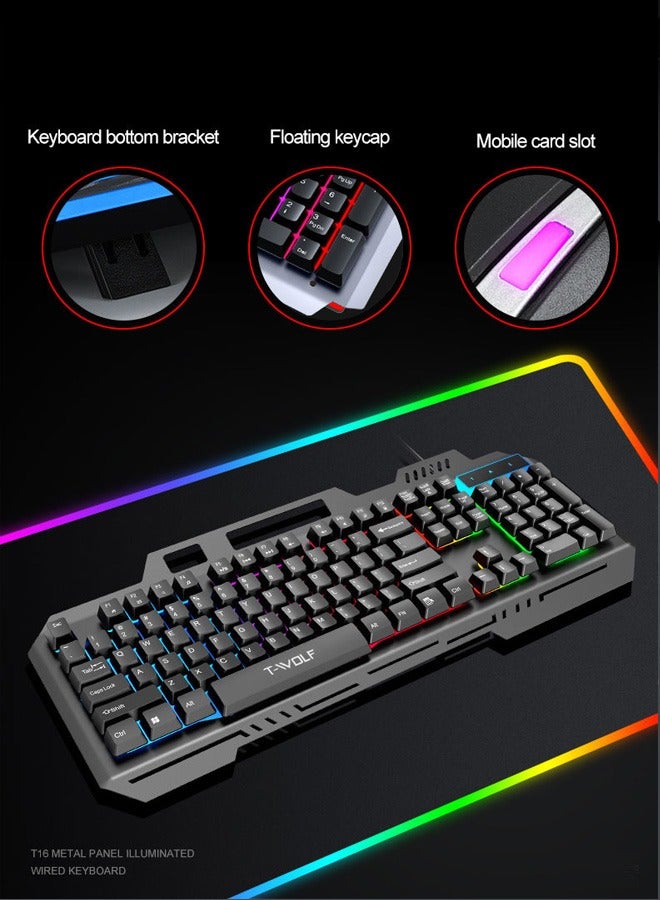 T-WOLF Mechanical Feel Gaming Keyboard with Cool Backlight - Image 3
