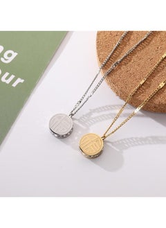 Diamond-embedded Double-sided Fuxi Chain Style Necklace Titanium Steel Non-fading Jewelry Women's Simple Fashion Retro National Fashion Chinese Style