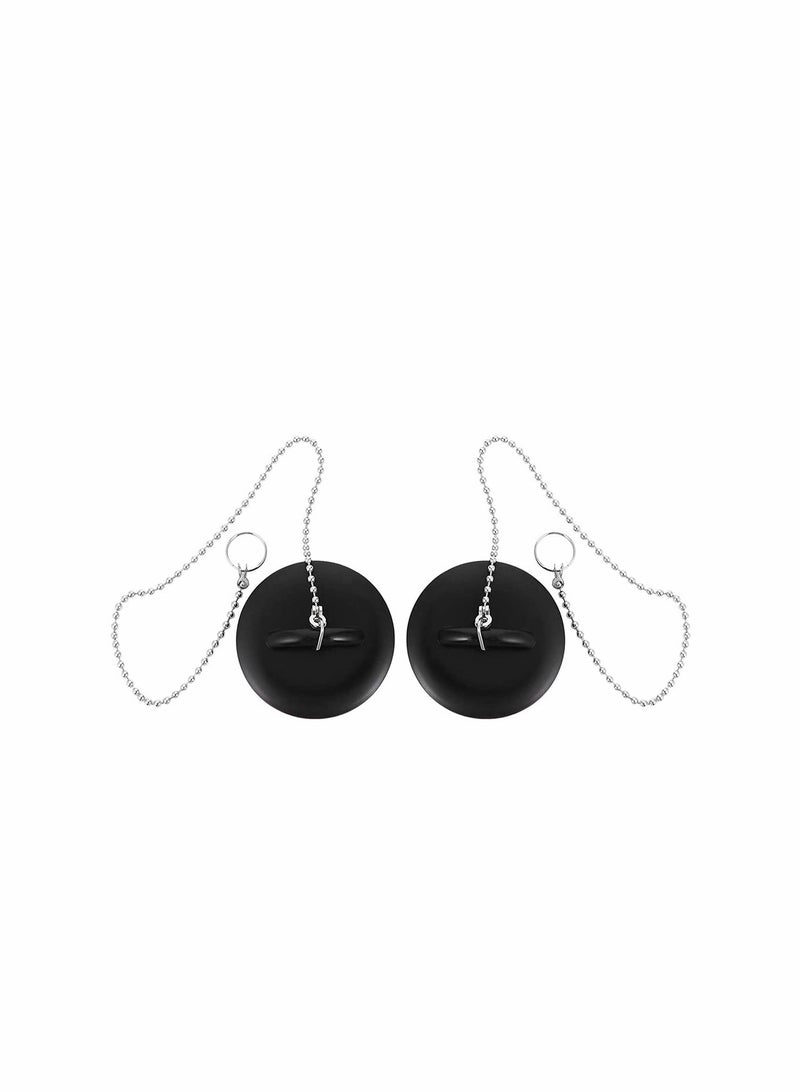KASTWAVE 2 Pcs Tub Stopper Bathroom Sink Drain Plug Silicone Bathtub Drain Stopper with Chains for Kitchen Bathtub Bathroom Sink Drains - Image 1
