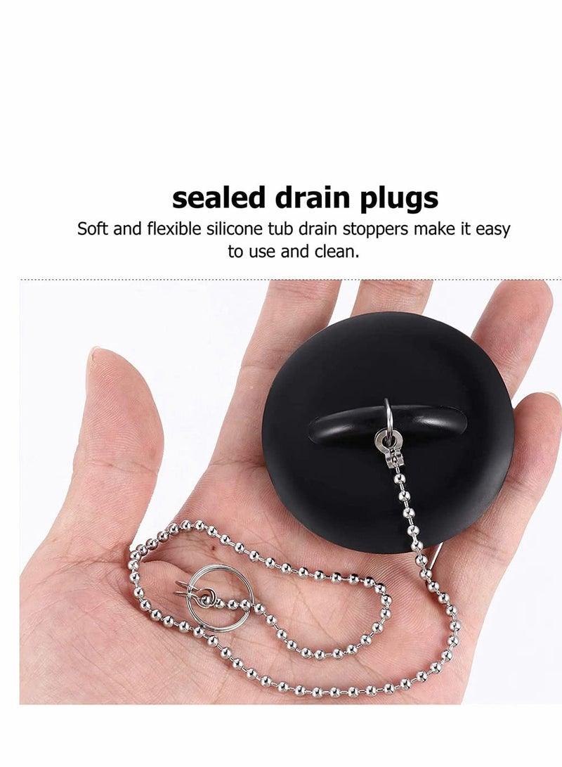 KASTWAVE 2 Pcs Tub Stopper Bathroom Sink Drain Plug Silicone Bathtub Drain Stopper with Chains for Kitchen Bathtub Bathroom Sink Drains - Image 5