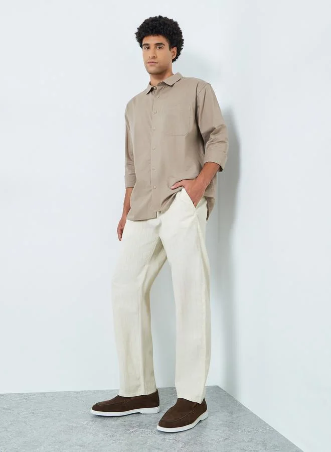 Styli Men Pinstripe Relaxed Fit Trousers