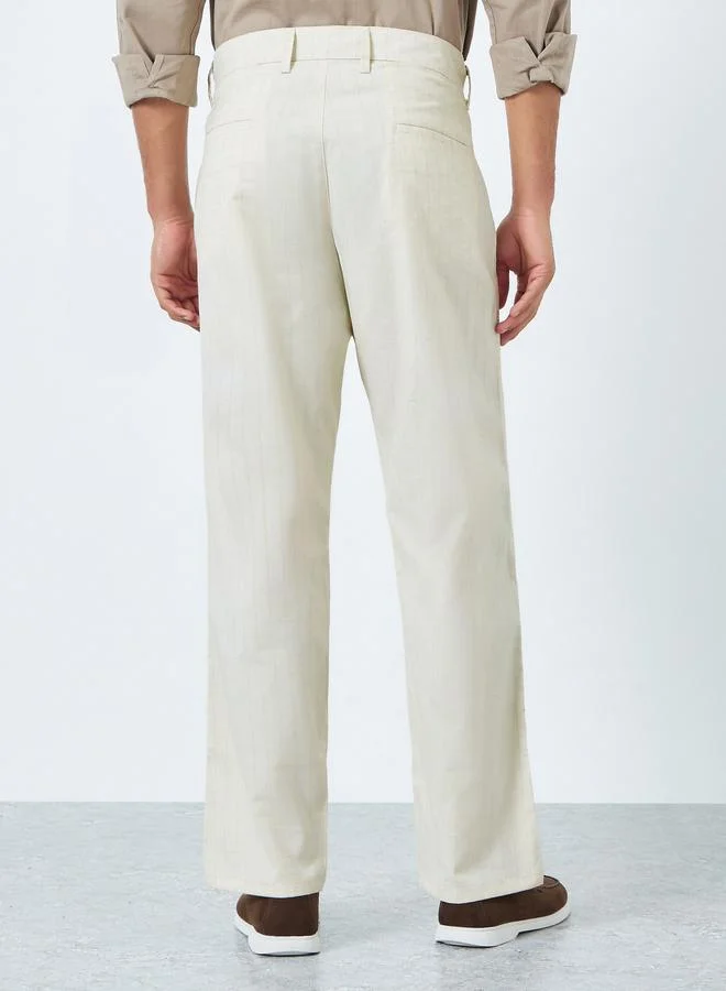 Styli  Men Pinstripe Relaxed Fit Trousers for Men | Best Price UAE