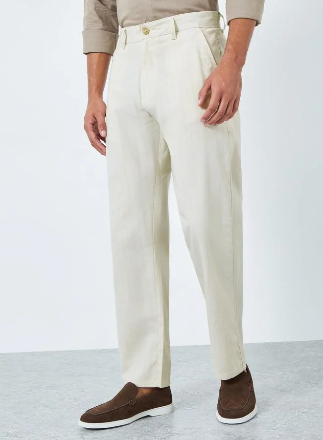 Men Pinstripe Relaxed Fit Trousers