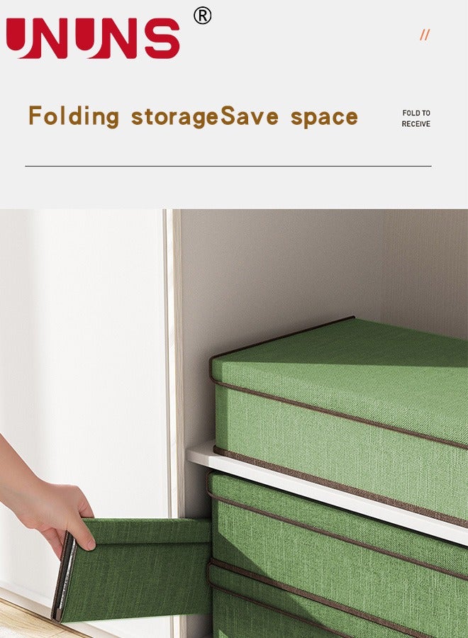 UNUNS Underwear Storage Box,17 Cells And 13 Cells Fabric Divider Drawer Organizer With Cover,2-Piece Foldable Closet Storage Boxes For Socks, Bras,Ties,Towels,Scarves,Green - Image 3