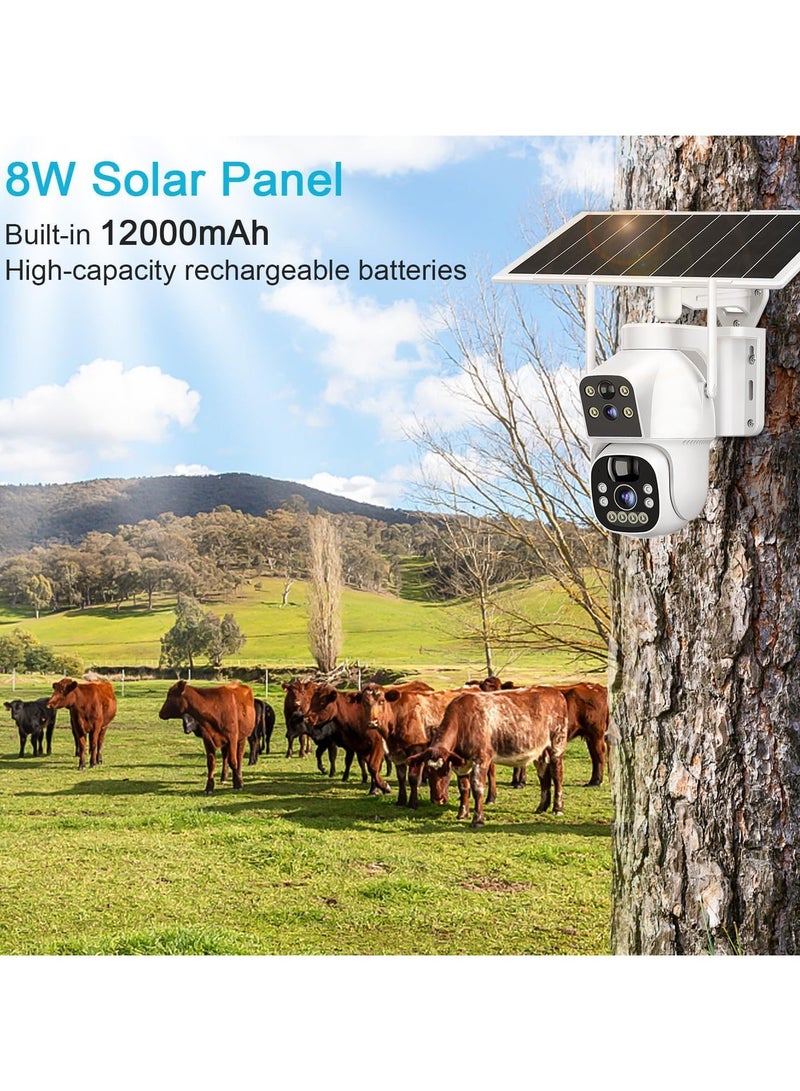 Generic Solar 3G/4G LTE Cellular Security Camera Outdoor Wireless,7.5W 15600mAh Battery Operated Surveillance Camera, Dual Lens Spotlight IP Camera CCTV with SIM Card - Image 2