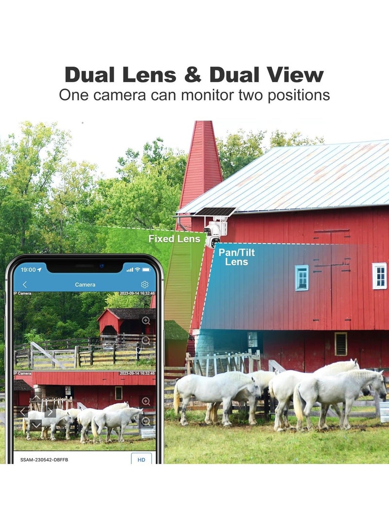 Generic Solar 3G/4G LTE Cellular Security Camera Outdoor Wireless,7.5W 15600mAh Battery Operated Surveillance Camera, Dual Lens Spotlight IP Camera CCTV with SIM Card - Image 4