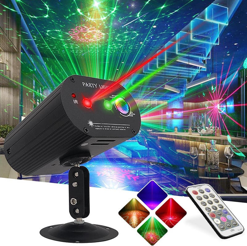 LOAIDU Party Lights,LED Disco Strobe Light,RGB Sound Activated with Remote Control Stage Lights,DJ Light Various Patterns Projector Effect for Bar Club Birthday Parties Christmas Holiday Decorations - Image 1