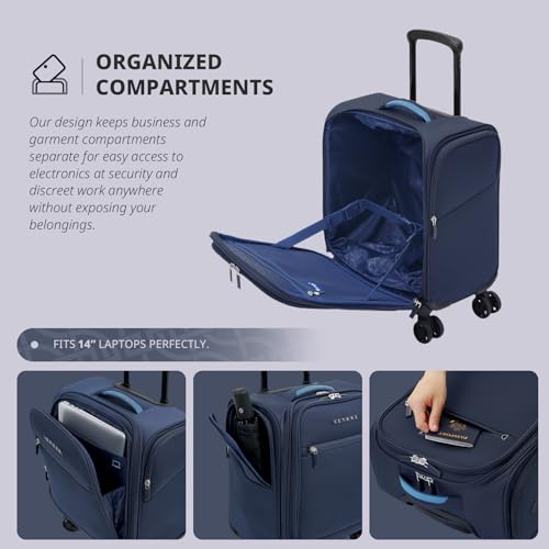 Verage Underseat Carry On Luggage with Wheels & USB Port,14 inch Wheeled Spinner Bag Carry-on Luggages for Airlines, Lightweight Suitcase Men Women, Pilots and Crew (14.5-Inch Plus Underseat Pro) - Image 5