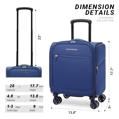 Verage Underseat Carry On Luggage with Wheels & USB Port,14 inch Wheeled Spinner Bag Carry-on Luggages for Airlines, Lightweight Suitcase Men Women, Pilots and Crew (14.5-Inch Plus Underseat Pro) - Image 2