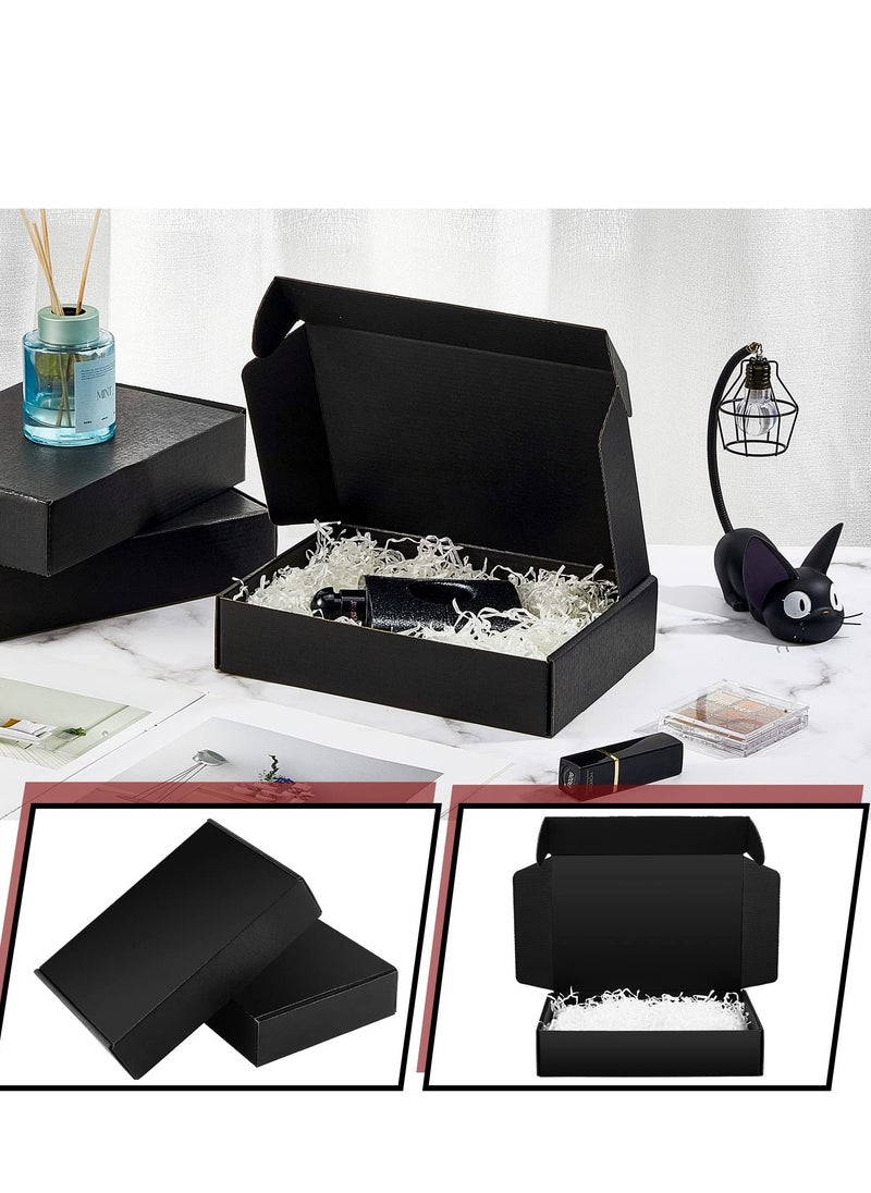 SYOSI - 20 Pack 10 x 6.5 x 2 Inches Black Shipping Boxes Cardboard Corrugated Mailer Boxes - Image 1