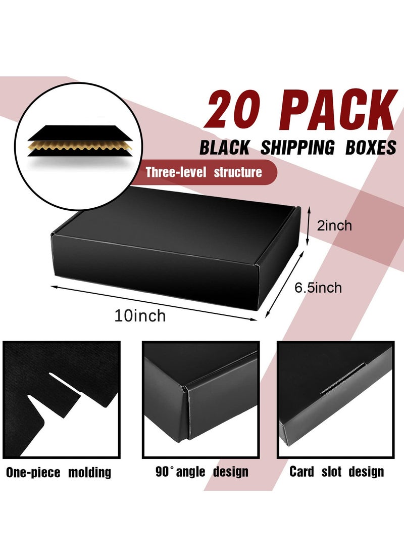 SYOSI - 20 Pack 10 x 6.5 x 2 Inches Black Shipping Boxes Cardboard Corrugated Mailer Boxes - Image 1