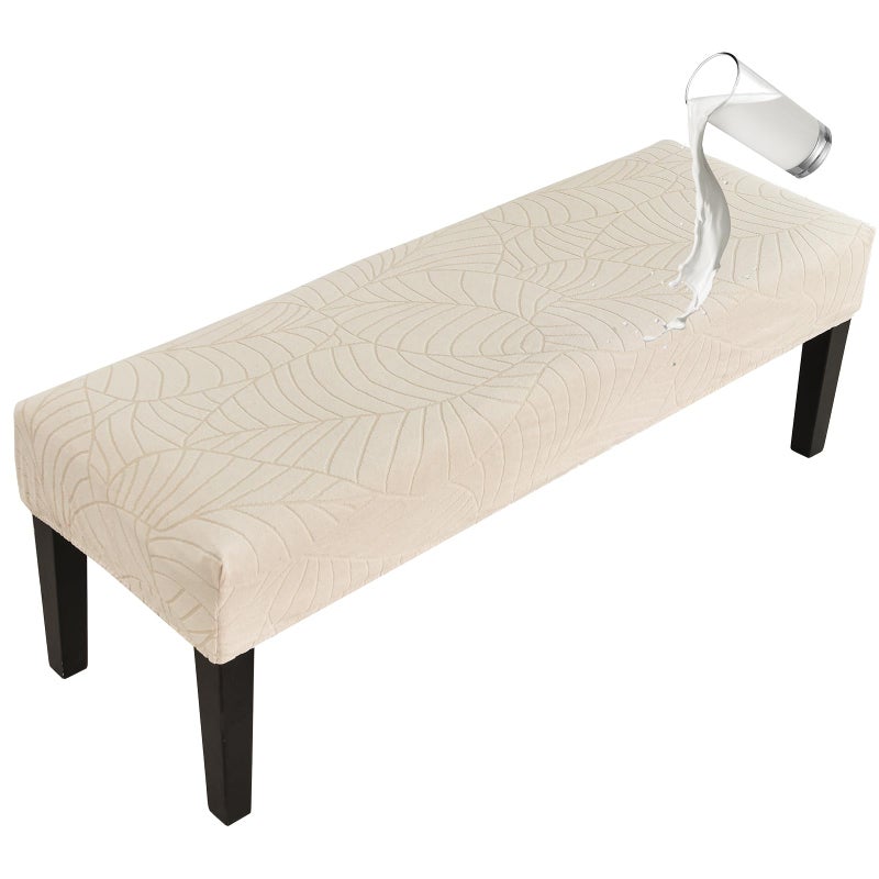 FUANGUI Waterproof Bench Cover Stretch Jacquard Dining Bench Cover for bedrooms Living Rooms Kitchens Protector Chair Bench Piano Bench Seat Covers Stool Slipcover Removable Washable Beige
