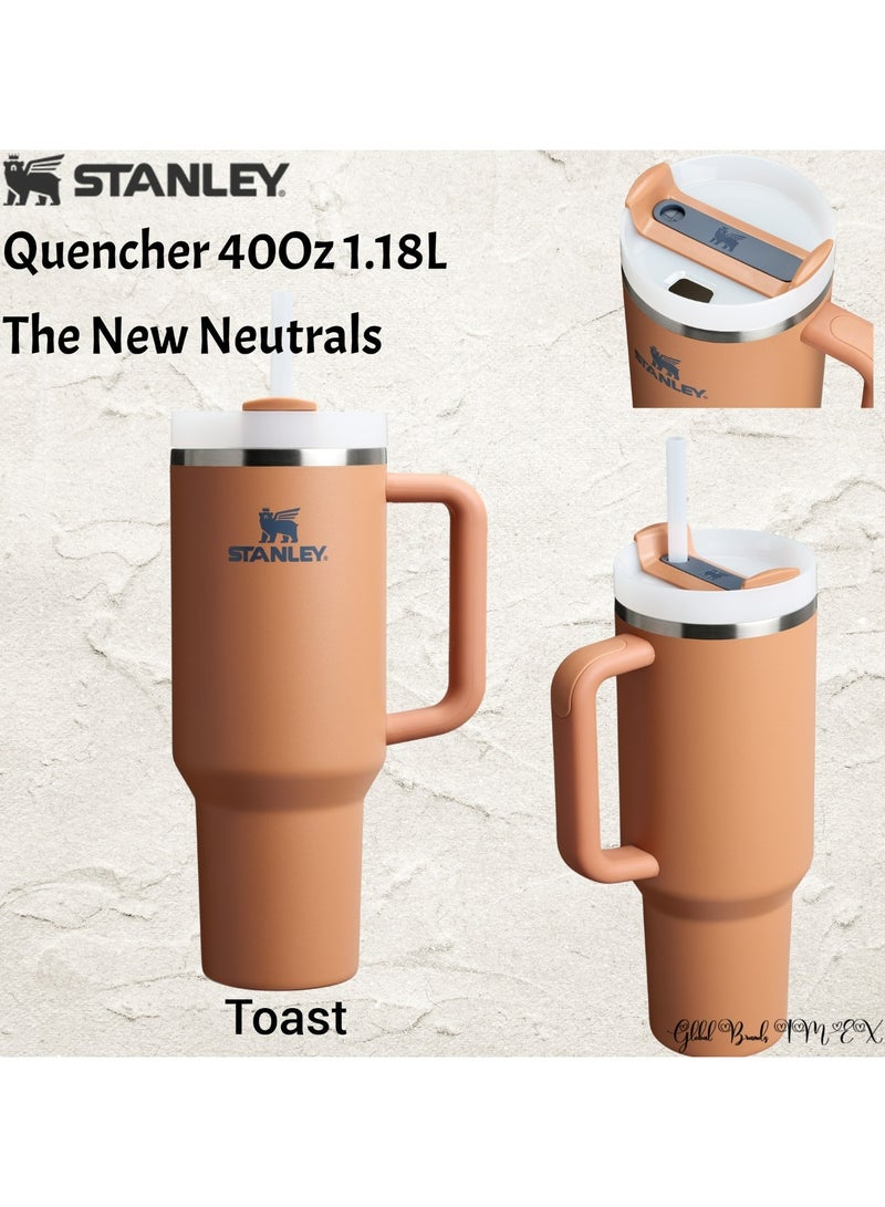 Stanley Stanley Quencher H2.0 Tumbler with Handle & Straw 40 oz | Twist On 3-Way Lid | Cupholder Compatible for Travel | Insulated Stainless Steel Cup | BPA-Free - Camel color  - Image 2