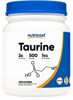 Nutricost مكمل غذائي من التورين، بدون نكهة، 500 وجبة، 2.2 رطل  - Image 1