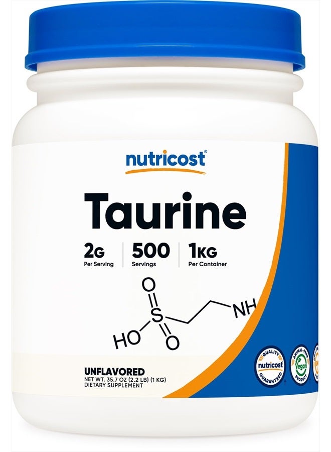 Nutricost مكمل غذائي من التورين، بدون نكهة، 500 وجبة، 2.2 رطل - Image 1