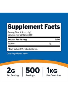 Nutricost مكمل غذائي من التورين، بدون نكهة، 500 وجبة، 2.2 رطل  - Image 2