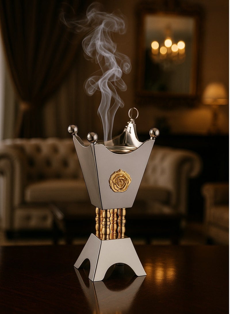 السيف  مبخرة معدني من لاستانلس الفضي مع الذهبي مع تصميم جذاب - Image 1