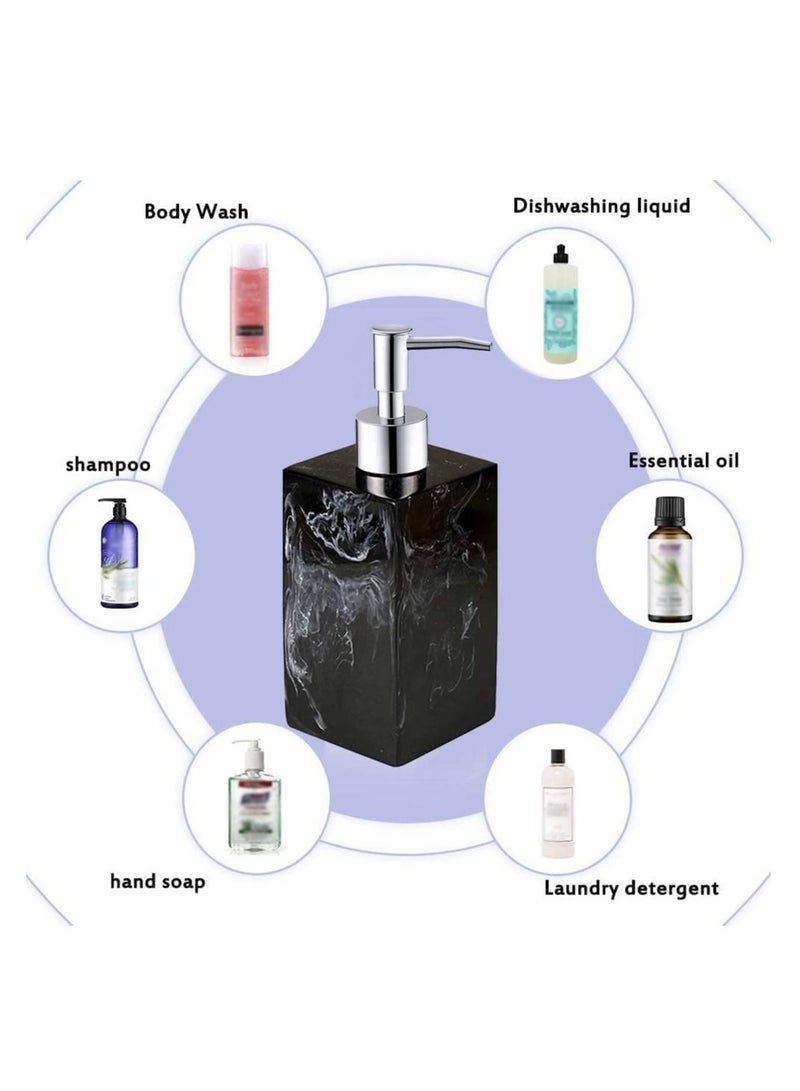 Soap Dispenser Black Marble Style with Rust Proof Pump, for Bathroom Kitchen Countertop Lotion  Liquid Hand Soap,17 oz - Image 4