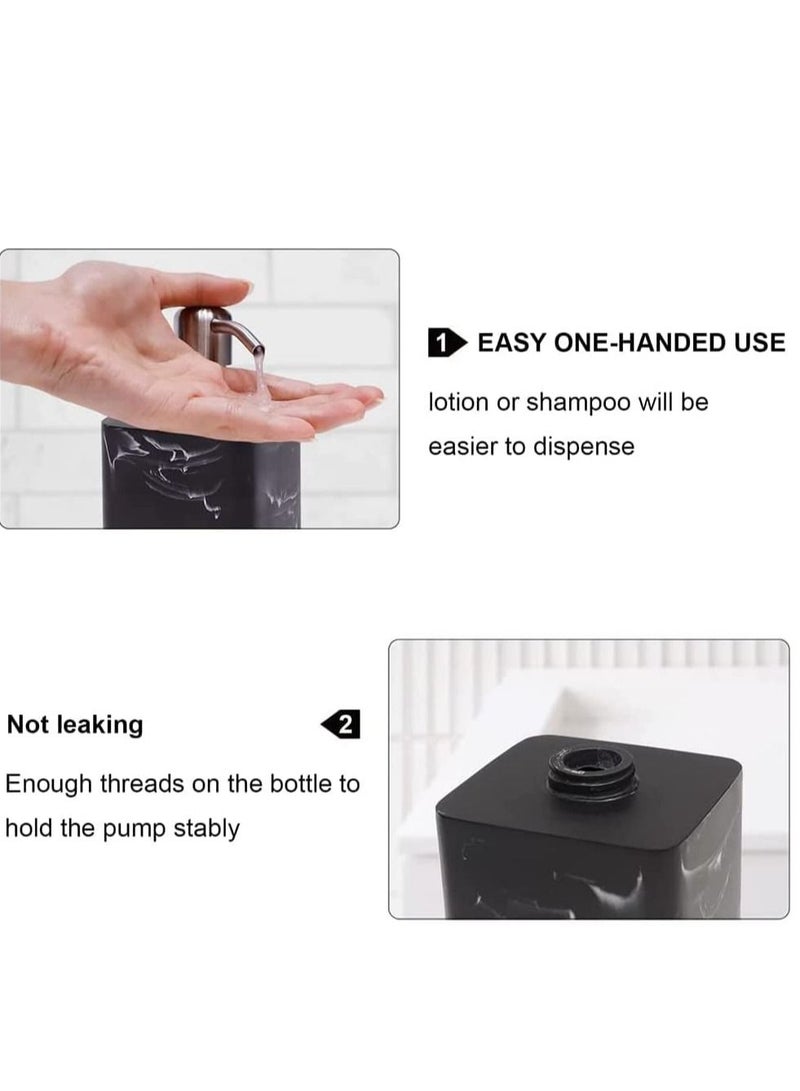 Soap Dispenser Black Marble Style with Rust Proof Pump, for Bathroom Kitchen Countertop Lotion  Liquid Hand Soap,17 oz - Image 5