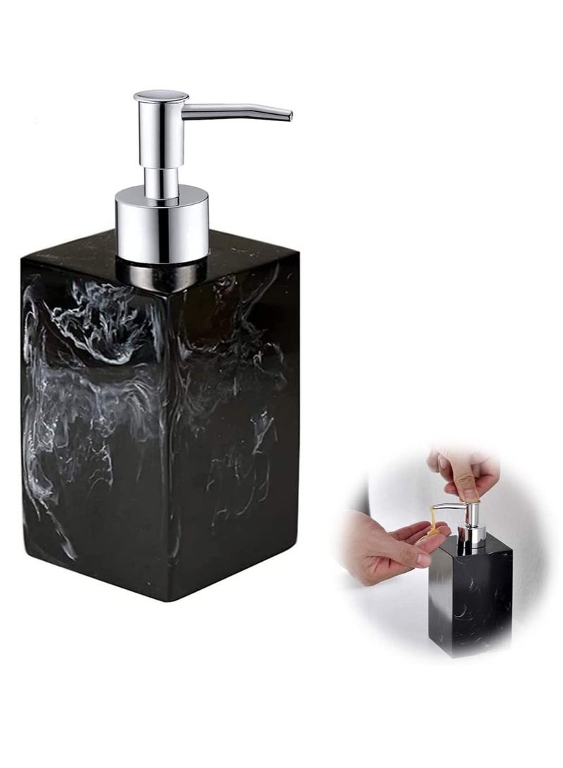 Soap Dispenser Black Marble Style with Rust Proof Pump, for Bathroom Kitchen Countertop Lotion  Liquid Hand Soap,17 oz - Image 1