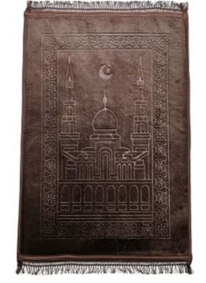 ماهمير سجادة صلاة علوية مخملية مضادة للانزلاق مقاس 70×110 سم ( بني )  - Image 2