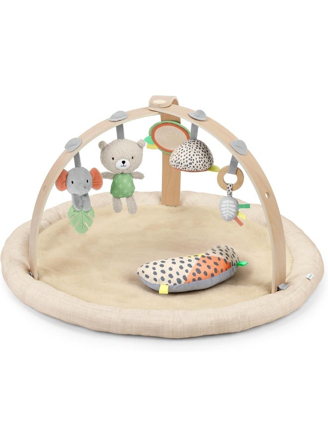 Ingenuity Every Season Plush Lambswool Baby Play Gym and Play Mat, Breathable, Tummy Time Mat, 0+ Months - Natural - Image 1