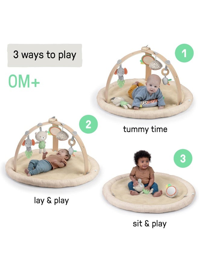 Ingenuity Every Season Plush Lambswool Baby Play Gym and Play Mat, Breathable, Tummy Time Mat, 0+ Months - Natural - Image 2
